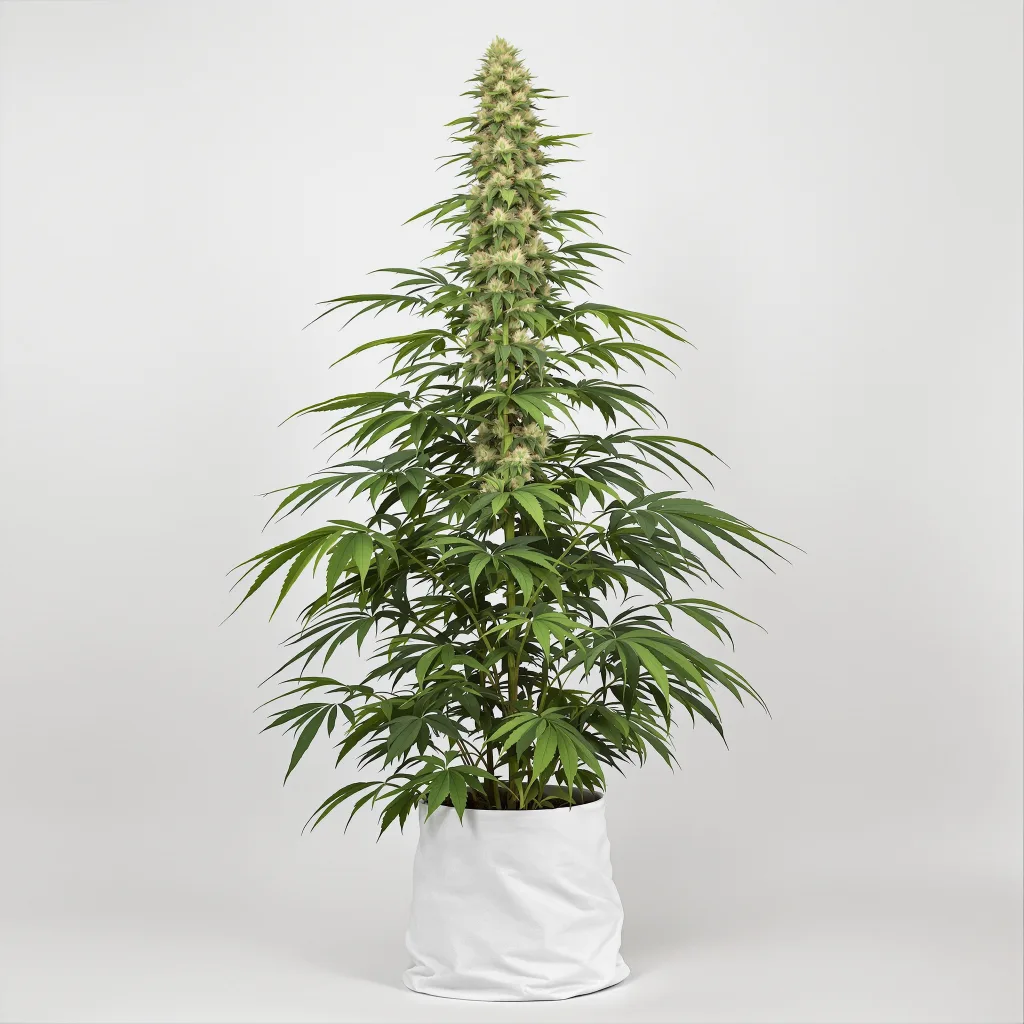 Alpha Blue cannabis bud close-up showing lime-green airy structure