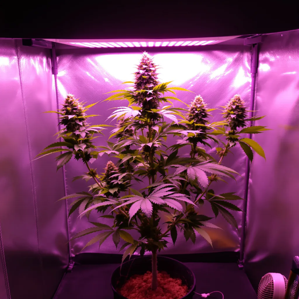 American Kush 76% indica / 24% sativa flower with visible trichomes