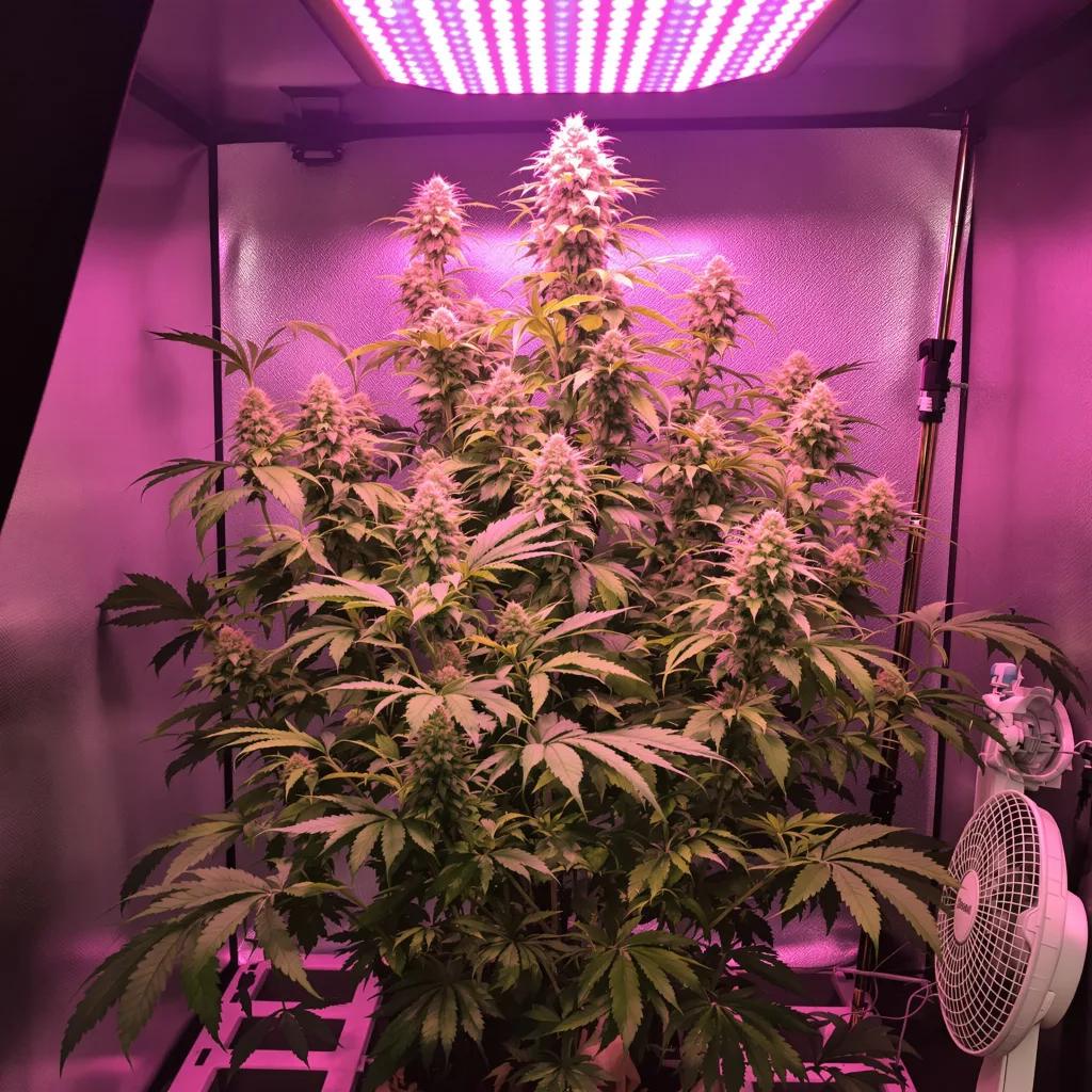 Amherst Diesel 12% indica / 88% sativa flower with visible trichomes