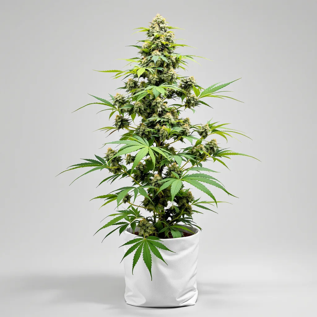 Amnesia Lemon cannabis bud close-up showing balanced bud structure with frosted trichomes