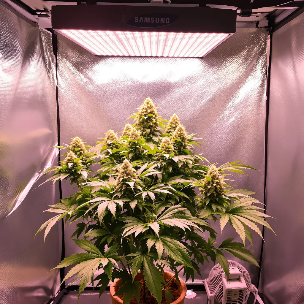 Banana Daddy 80% indica / 20% sativa flower with visible trichomes