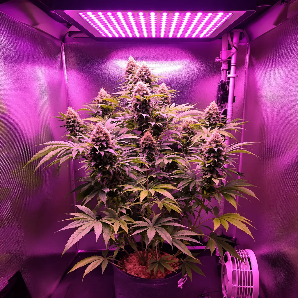 Banana Kush cannabis plant in flowering stage — 60-100 cm autoflower