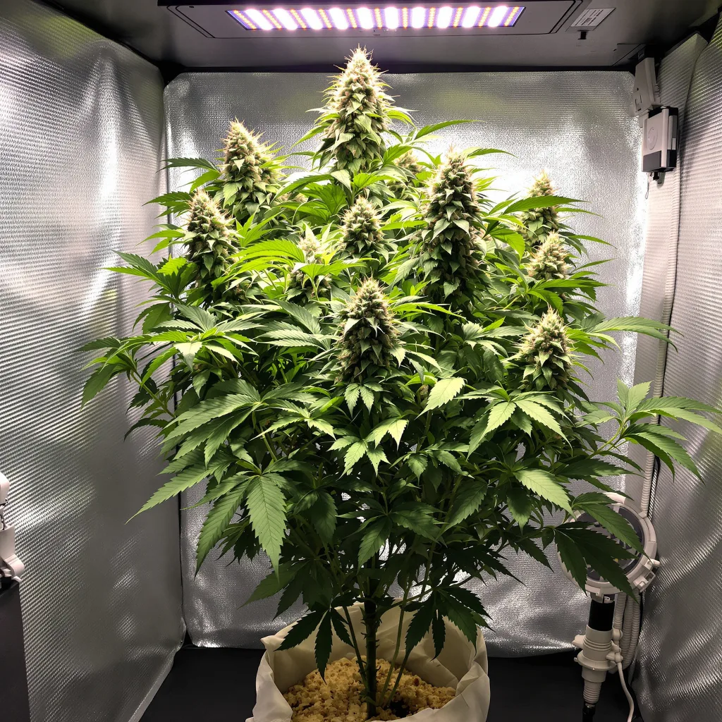 Banana Kush 76% indica / 24% sativa flower with visible trichomes