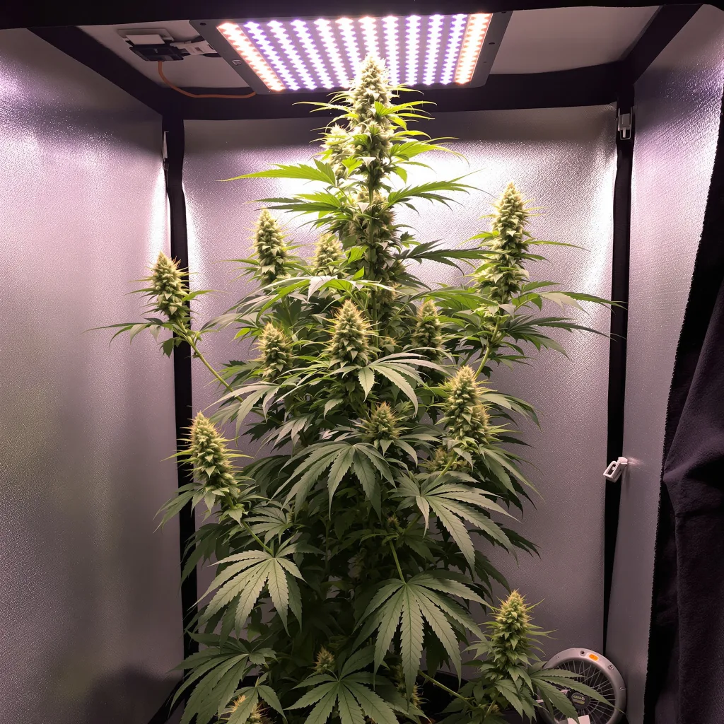 Bandana 21% indica / 79% sativa flower with visible trichomes