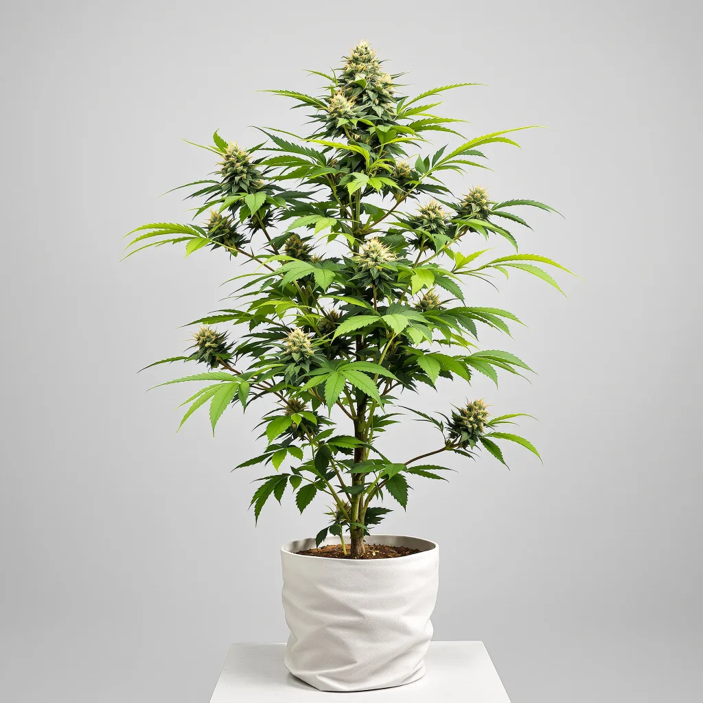 Bay 11 cannabis bud close-up showing balanced bud structure with frosted trichomes