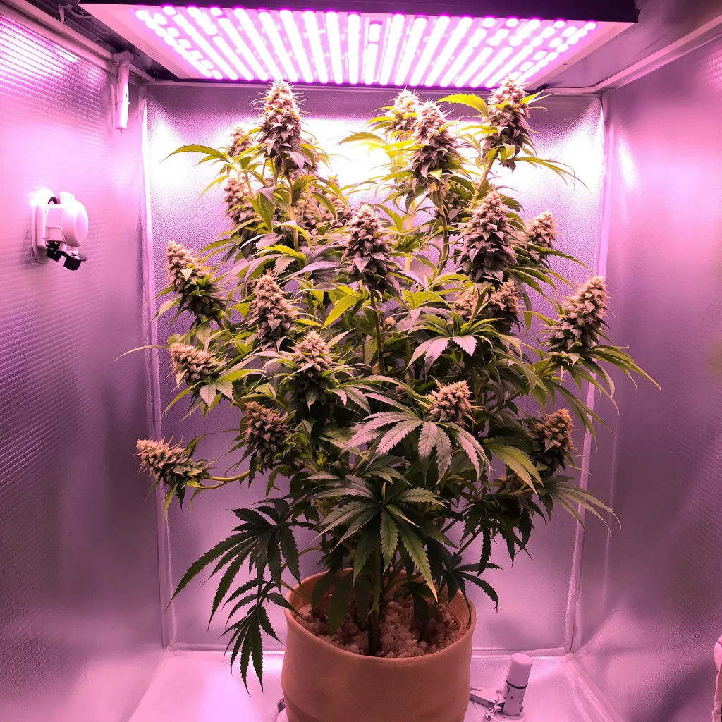 Big Buddha Cheese 60% indica / 40% sativa flower with visible trichomes