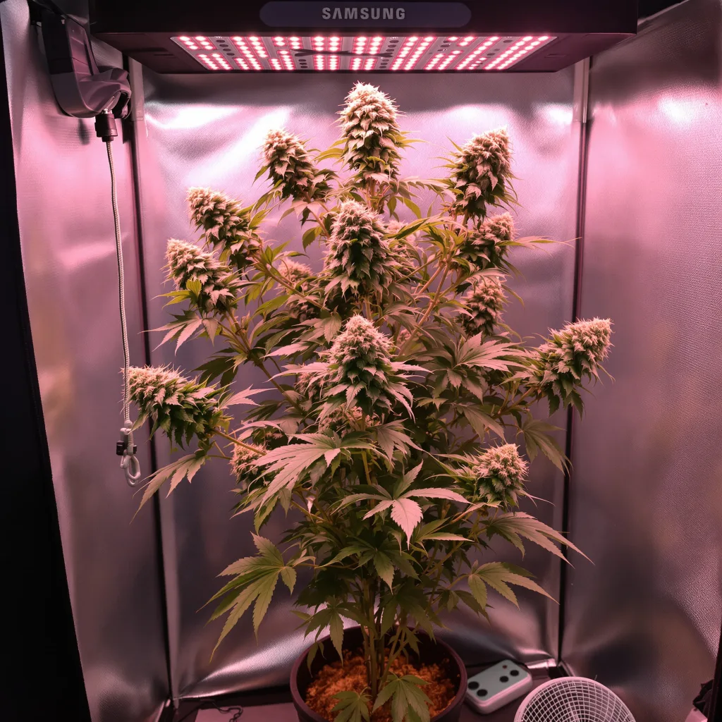 Bio Diesel 42% indica / 58% sativa flower with visible trichomes
