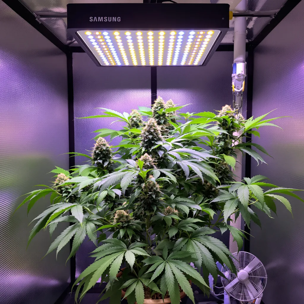 Black Domina 65% indica / 35% sativa flower with visible trichomes