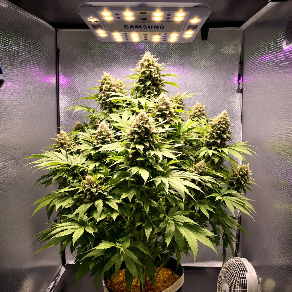 Black Tuna 74% indica / 26% sativa flower with visible trichomes