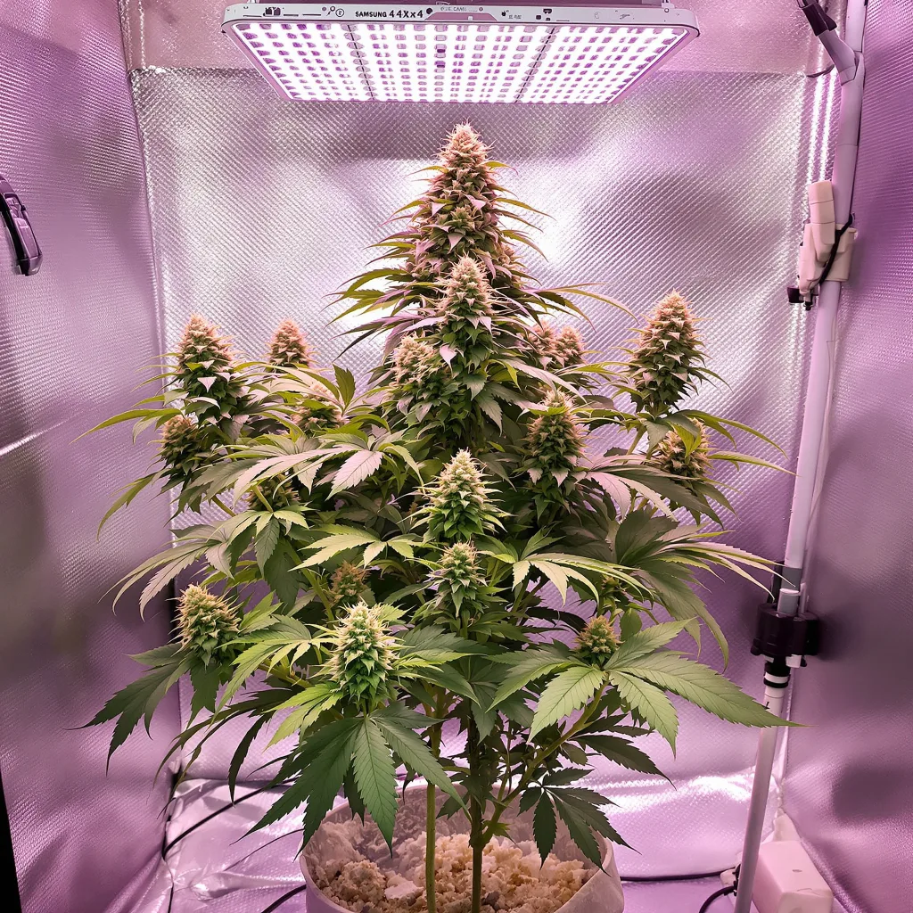 Blackberry Hashplant 76% indica / 24% sativa flower with visible trichomes
