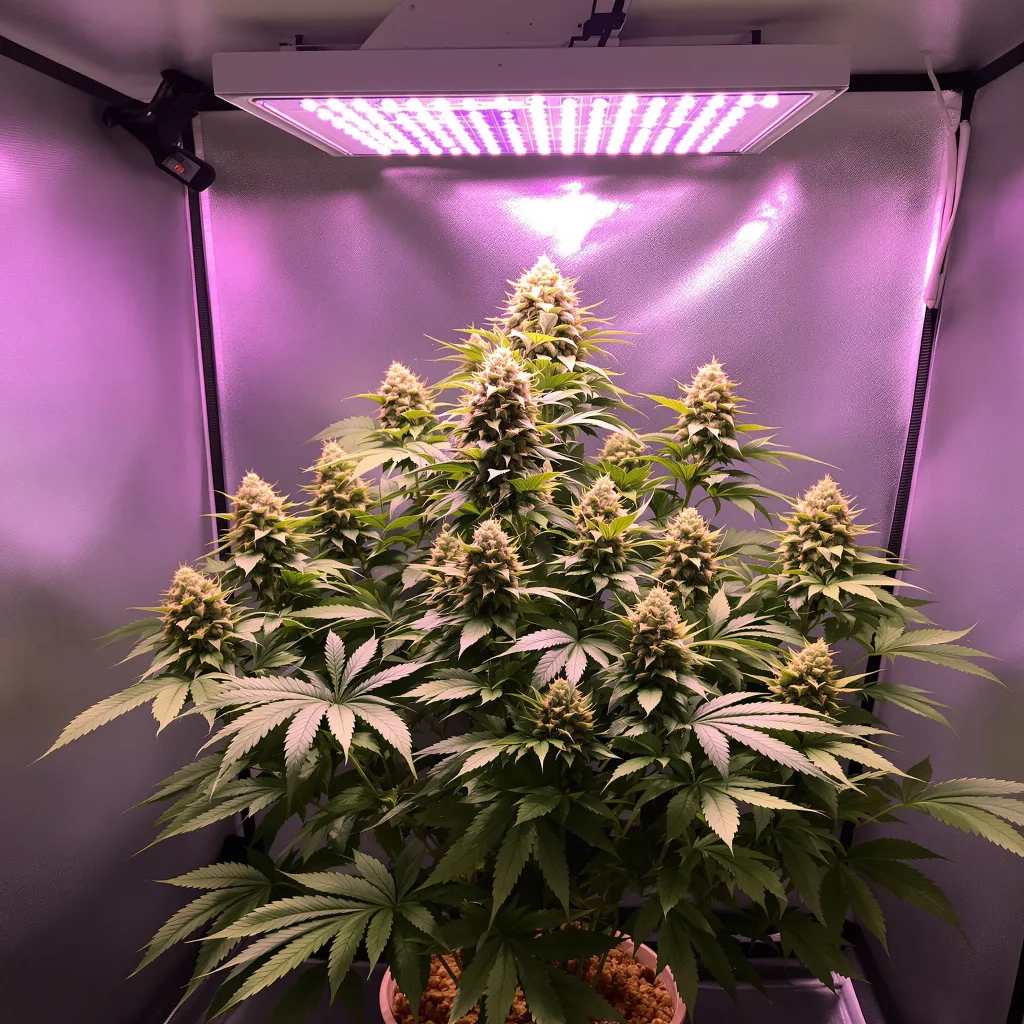 Blue Diesel 75% indica / 25% sativa flower with visible trichomes