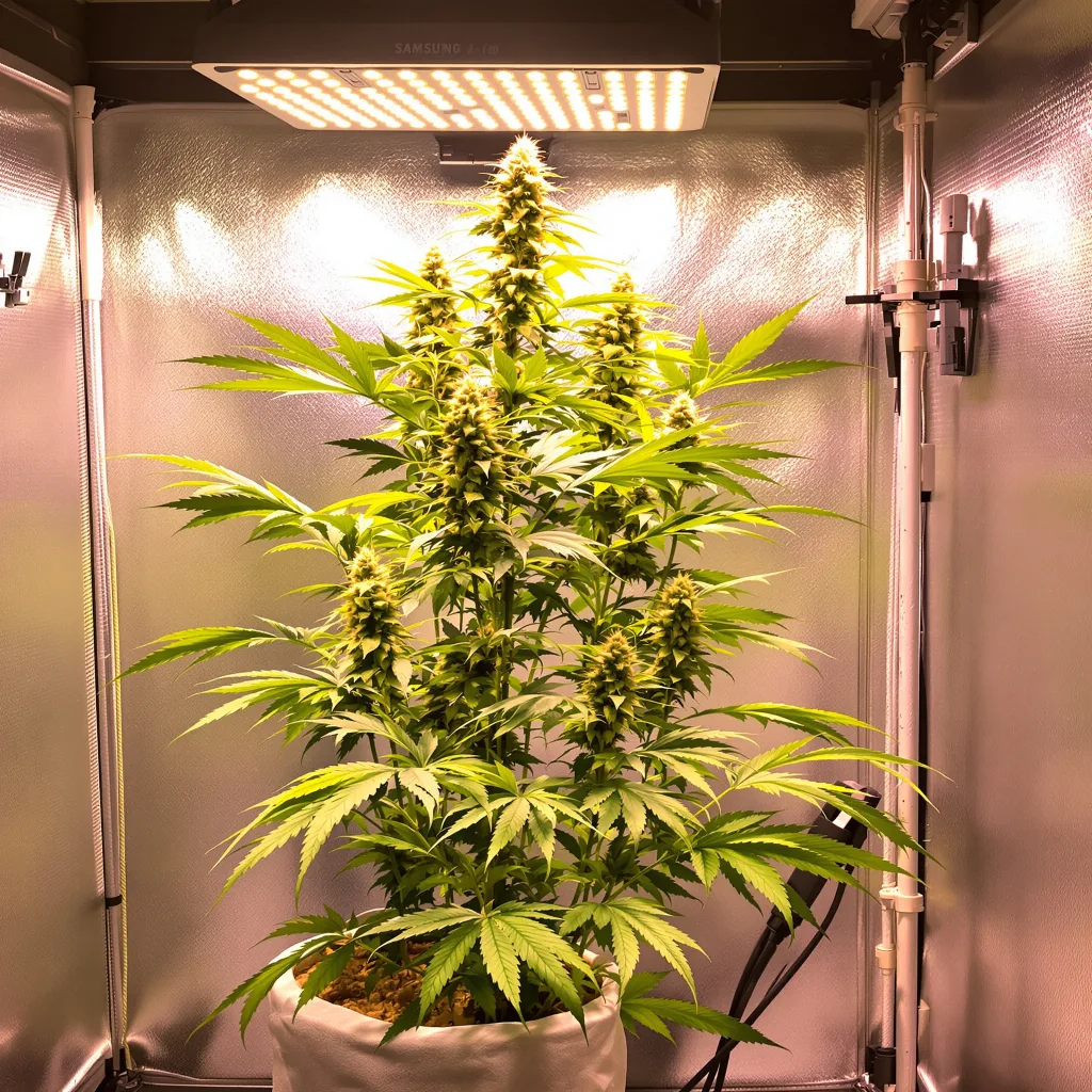 Blue Dream 19% indica / 81% sativa flower with visible trichomes