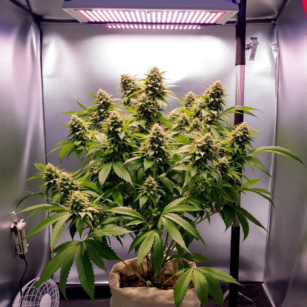 Blue Frost 69% indica / 31% sativa flower with visible trichomes