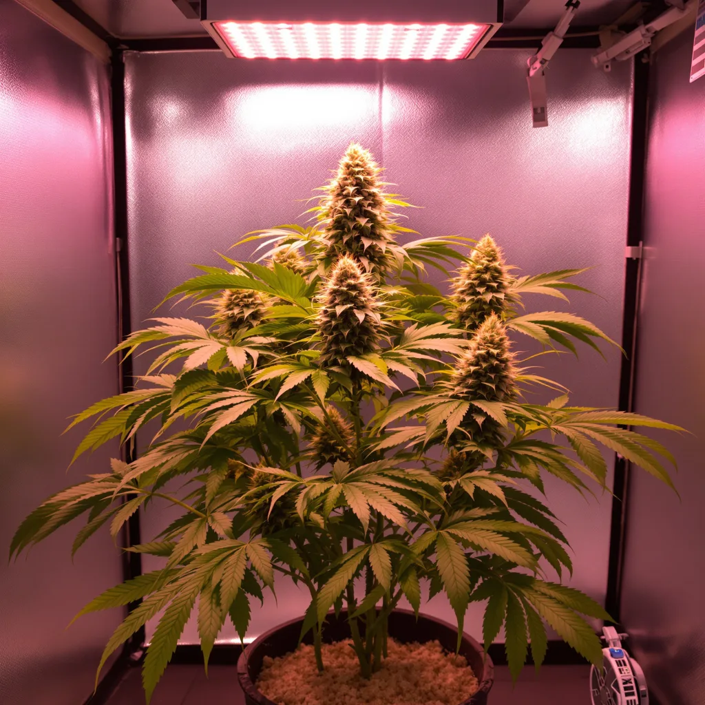 Blue God 100% indica / 50% sativa flower with visible trichomes