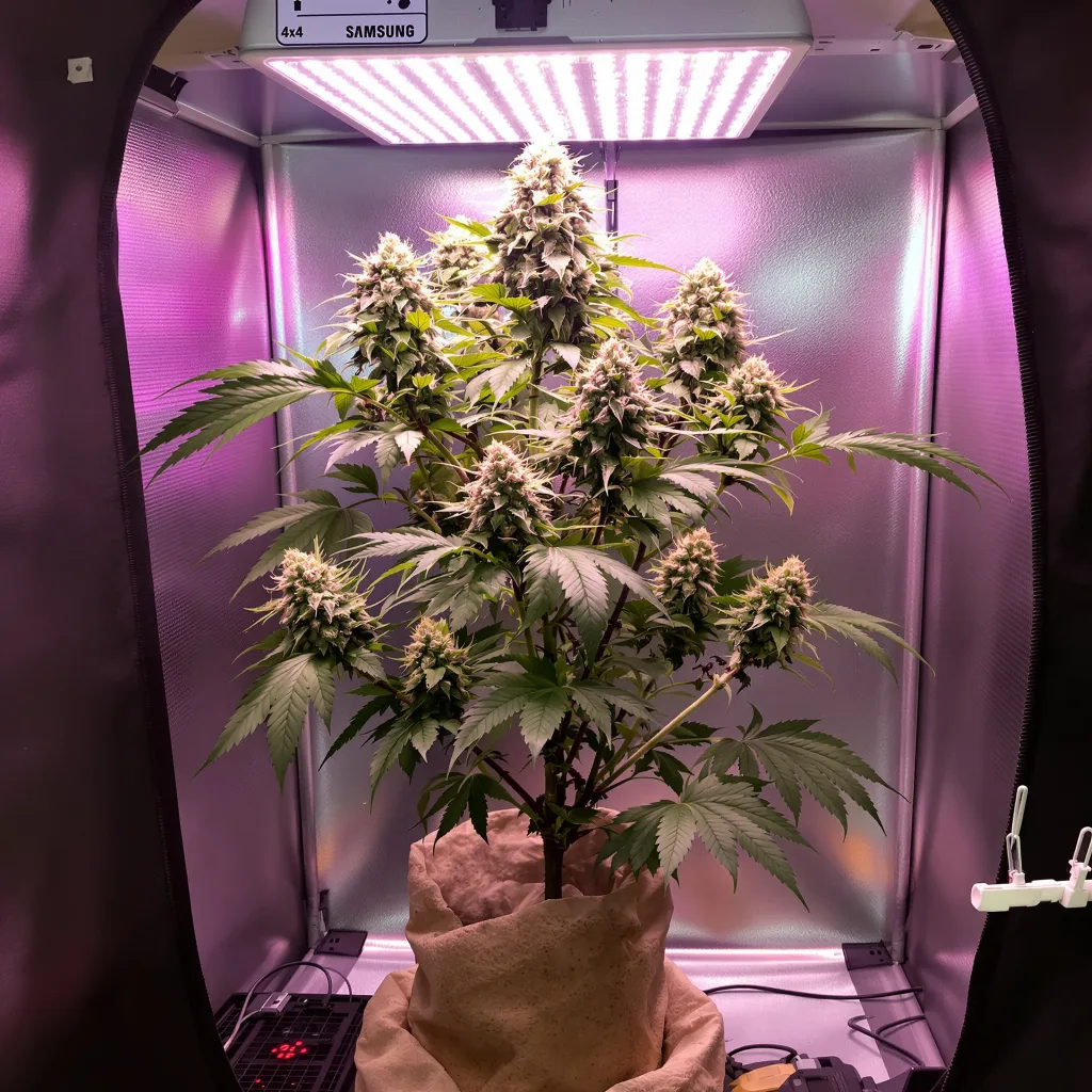 Blue Hawaiian 38% indica / 62% sativa flower with visible trichomes