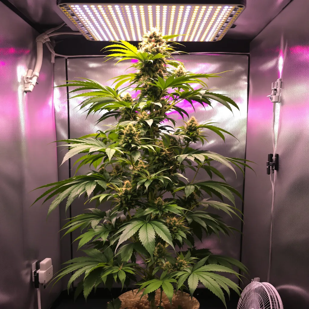 Blue Kiss 12% indica / 88% sativa flower with visible trichomes