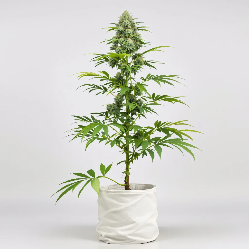 Blue Kush cannabis bud close-up showing balanced bud structure with frosted trichomes
