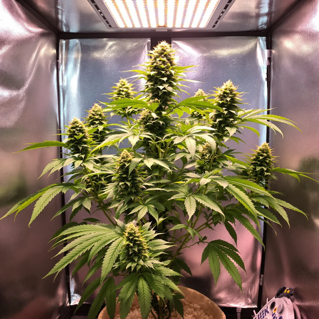 Blue Magoo 88% indica / 12% sativa flower with visible trichomes