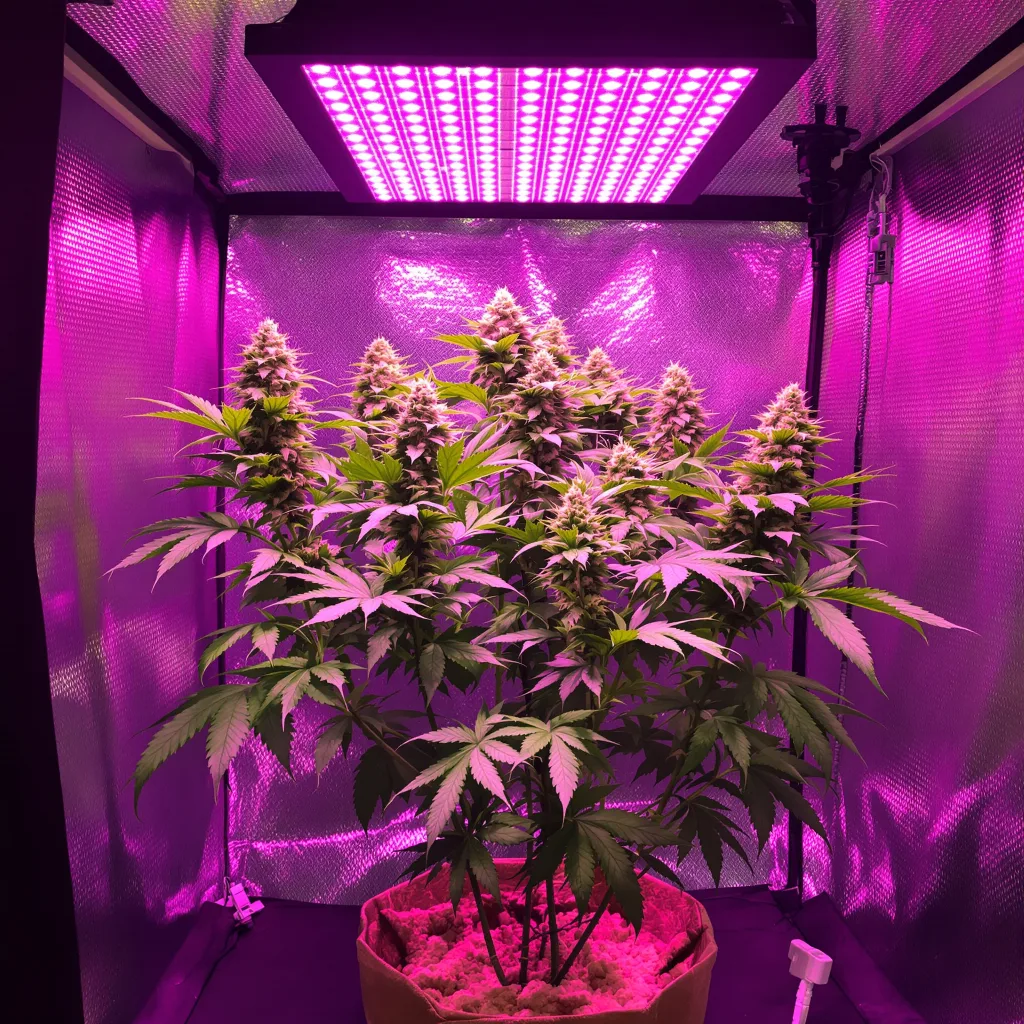 Blue Zombie 66% indica / 34% sativa flower with visible trichomes