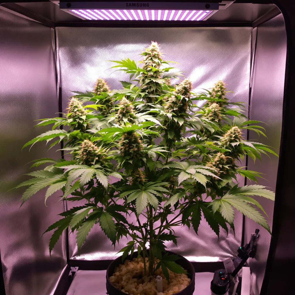 Blueberry Kush 80% indica / 20% sativa flower with visible trichomes