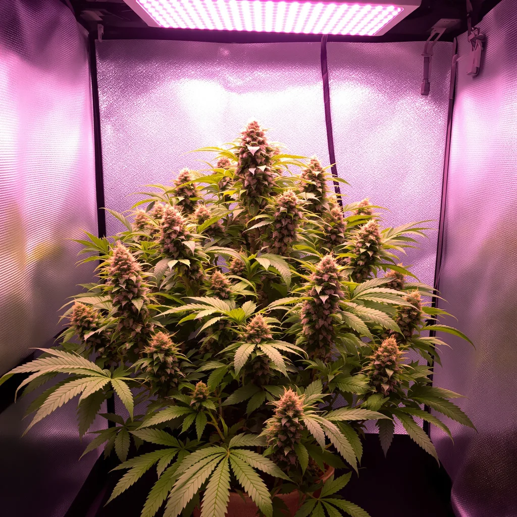 Blueberry Milk 89% indica / 11% sativa flower with visible trichomes
