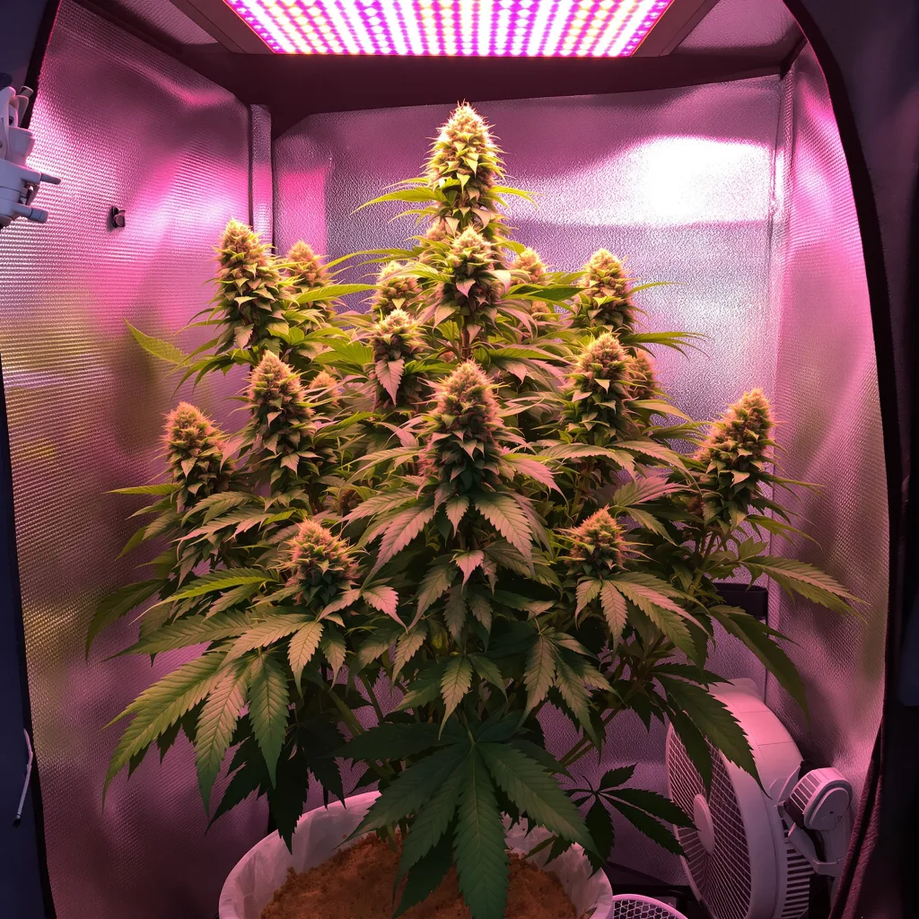 Burmese Kush 50% indica / 50% sativa flower with visible trichomes