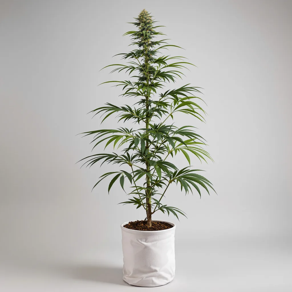 Butterscotch cannabis bud close-up showing lime-green airy structure