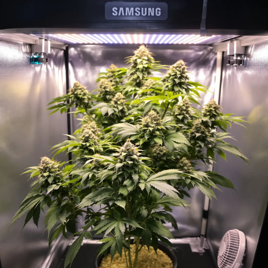 California Grapefruit 39% indica / 61% sativa flower with visible trichomes