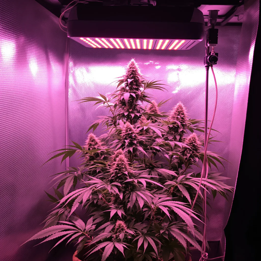 Cannalope Haze 10% indica / 90% sativa flower with visible trichomes