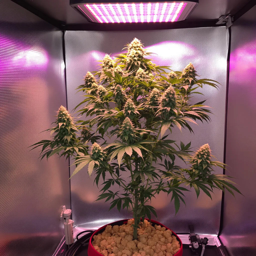 Cannalope Kush 25% indica / 65% sativa flower with visible trichomes