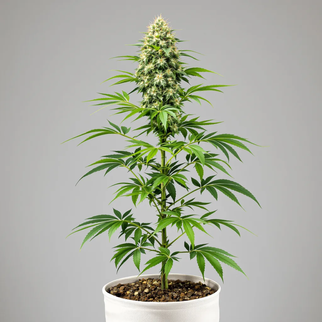 CBD ACDC cannabis bud close-up showing pale-green low-resin flower