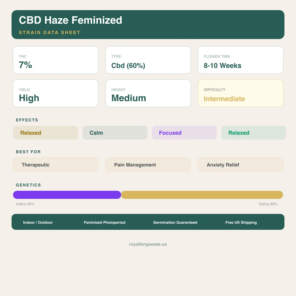CBD Haze 40% indica / 60% sativa flower with visible trichomes