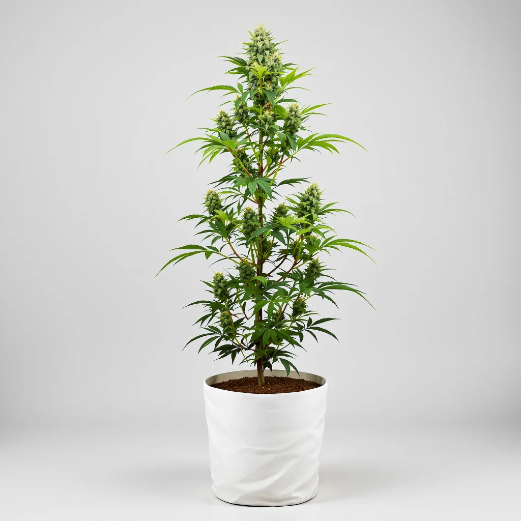 Champagne Kush cannabis bud close-up showing balanced bud structure with frosted trichomes