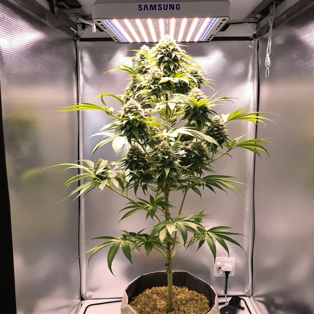 Champagne Kush 50% indica / 50% sativa flower with visible trichomes