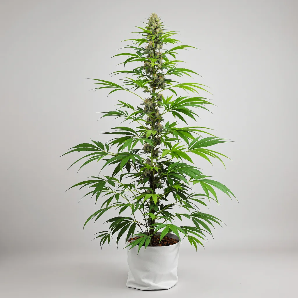 Chocolate Thai cannabis bud close-up showing lime-green airy structure