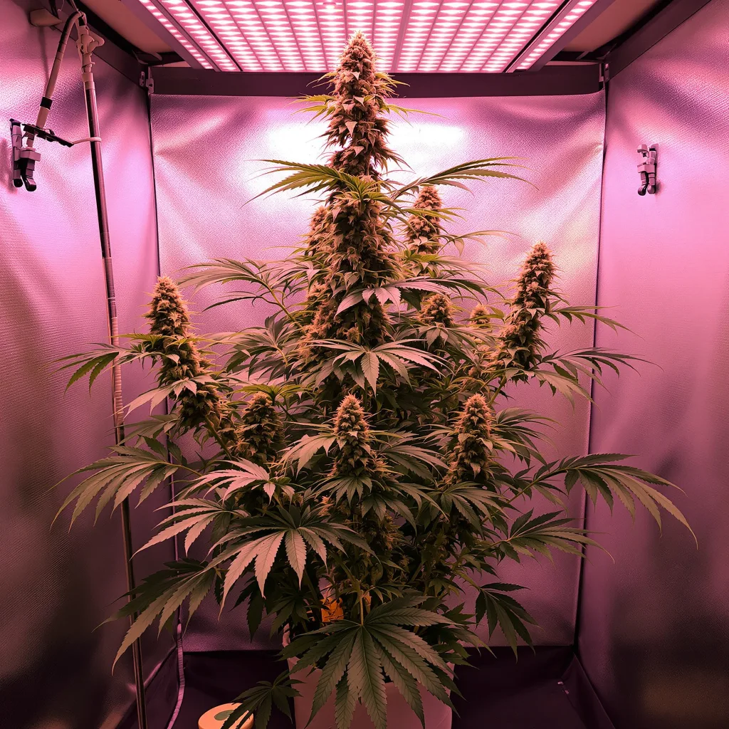 Chocolate Thai 16% indica / 84% sativa flower with visible trichomes