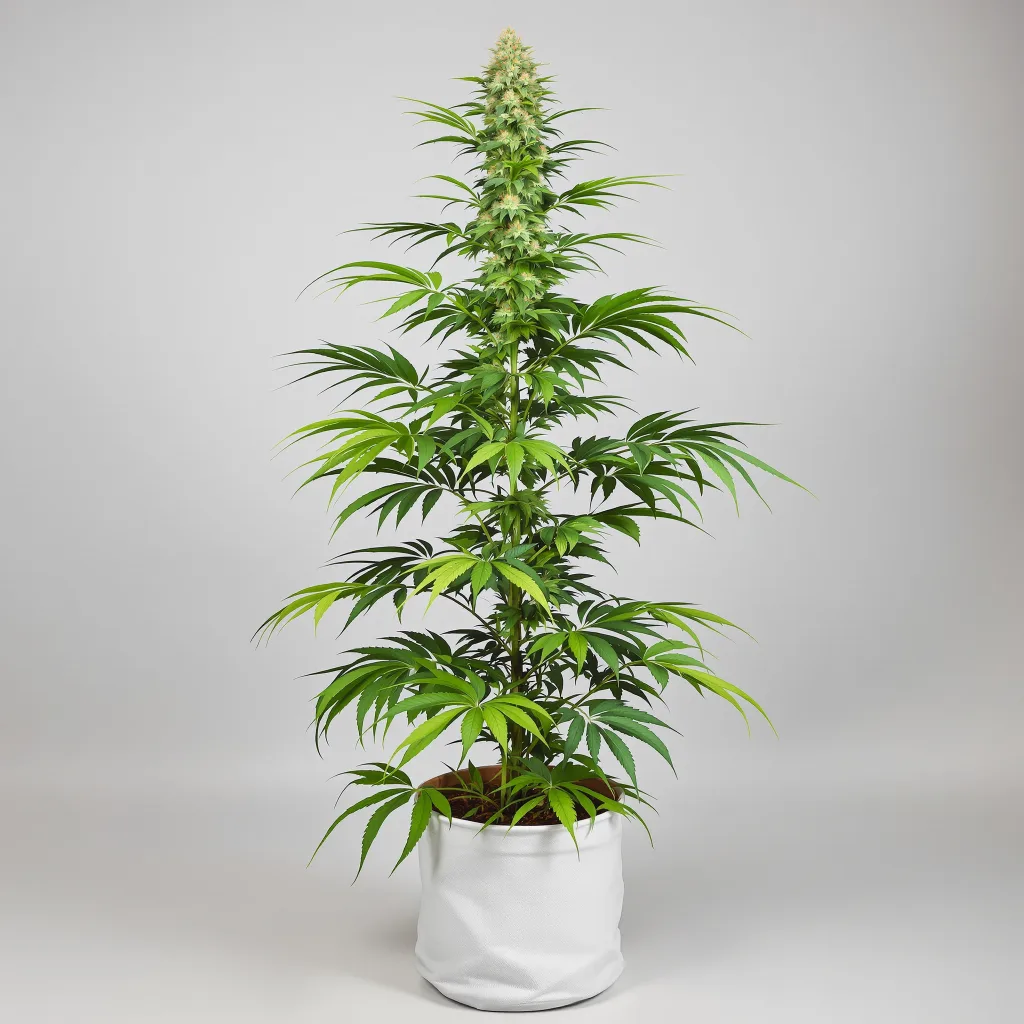 Chocolope cannabis bud close-up showing lime-green airy structure