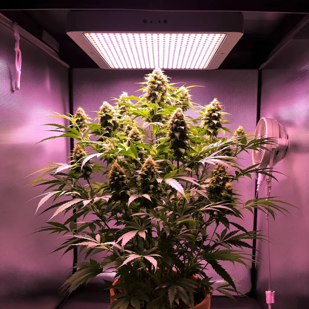 Cream Caramel 87% indica / 13% sativa flower with visible trichomes