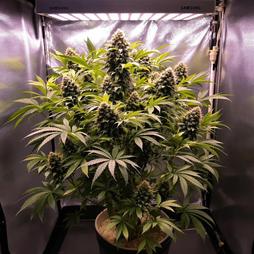 Dawgfather OG 88% indica / 12% sativa flower with visible trichomes