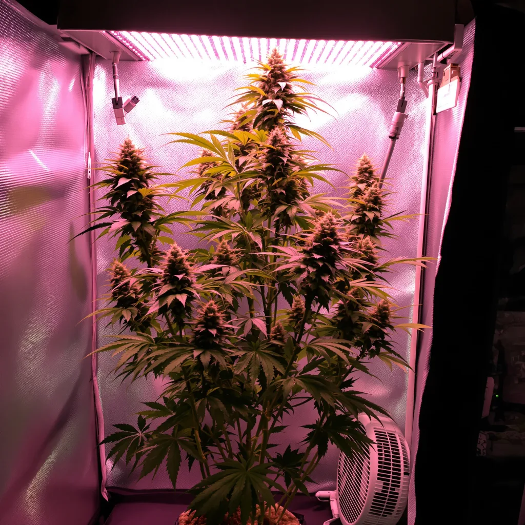 Diesel Duff 21% indica / 79% sativa flower with visible trichomes