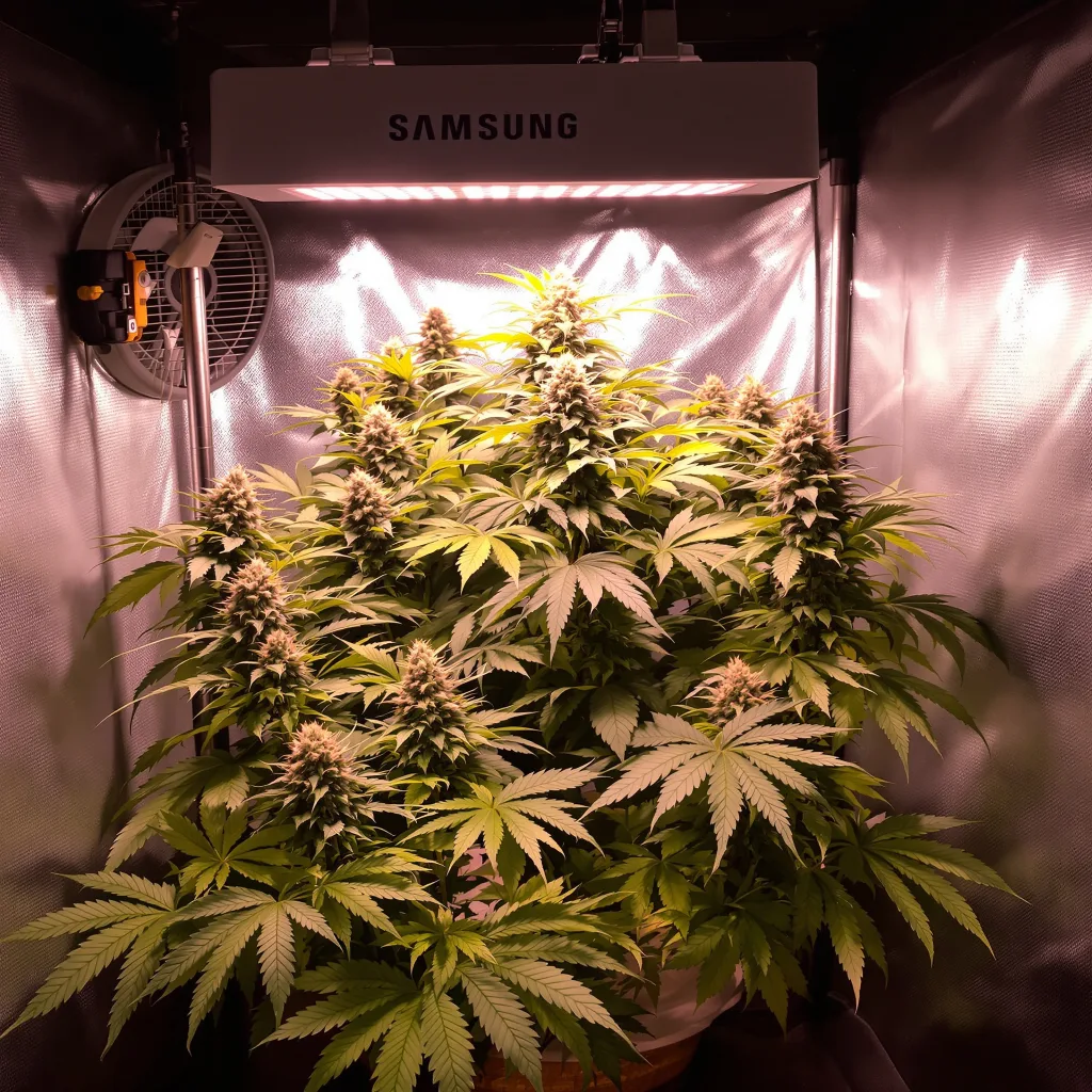 DJ Short Blueberry 80% indica / 20% sativa flower with visible trichomes