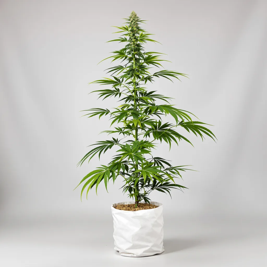 Domino cannabis bud close-up showing lime-green airy structure