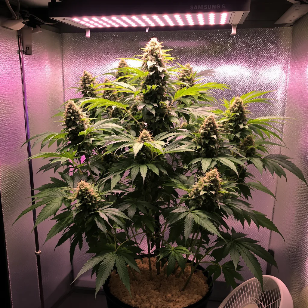 Dosi Punch 86% indica / 14% sativa flower with visible trichomes