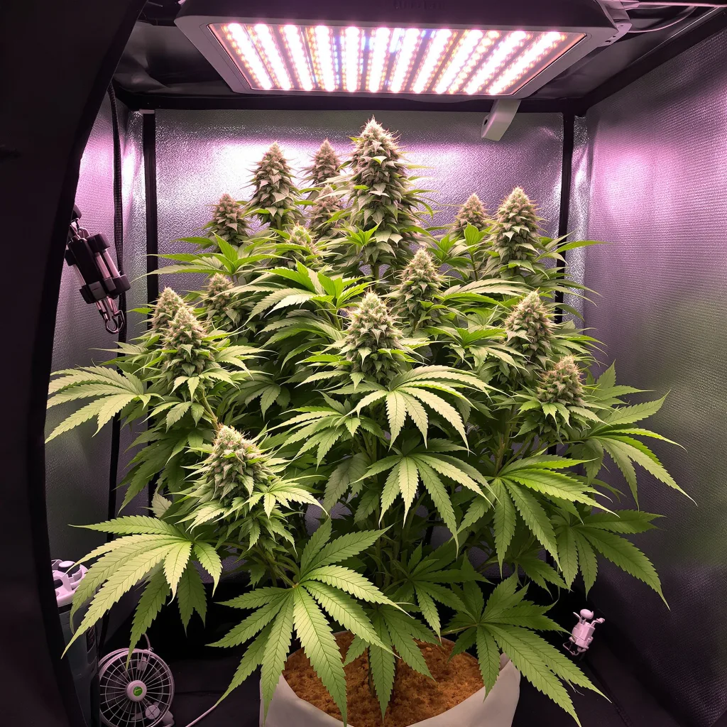 Double Tangie Banana 78% indica / 22% sativa flower with visible trichomes