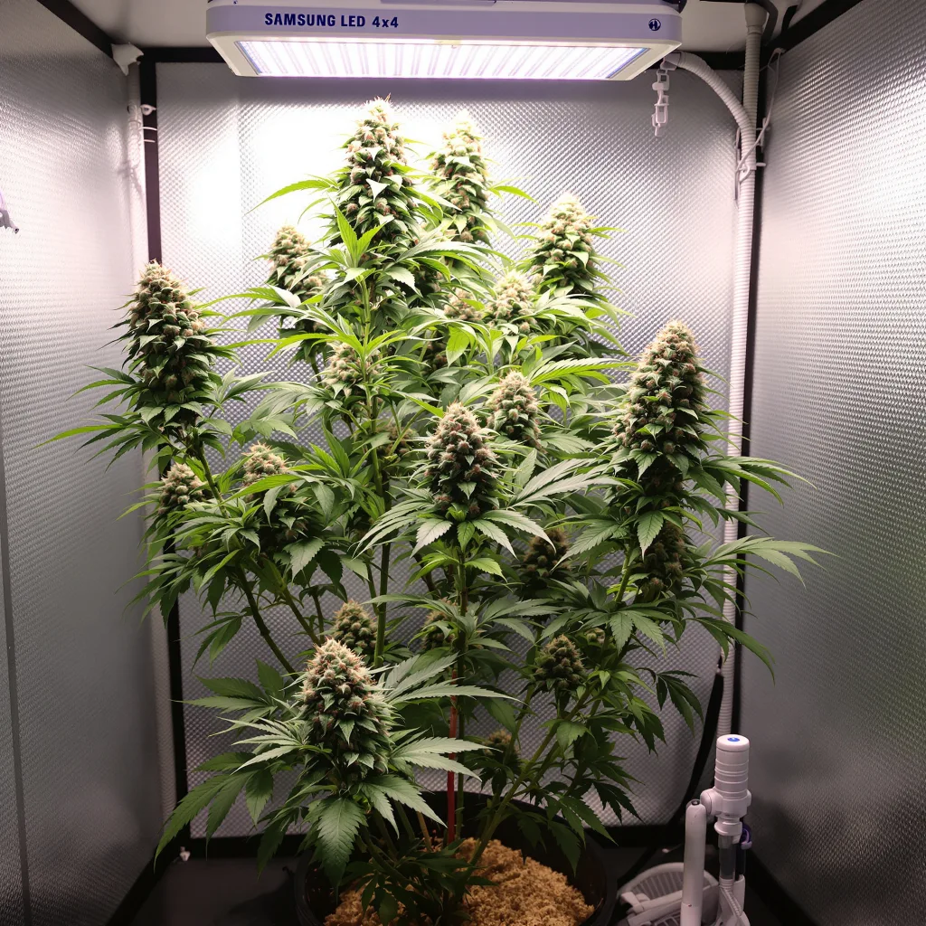 Dragon's Breath 50% indica / 50% sativa flower with visible trichomes