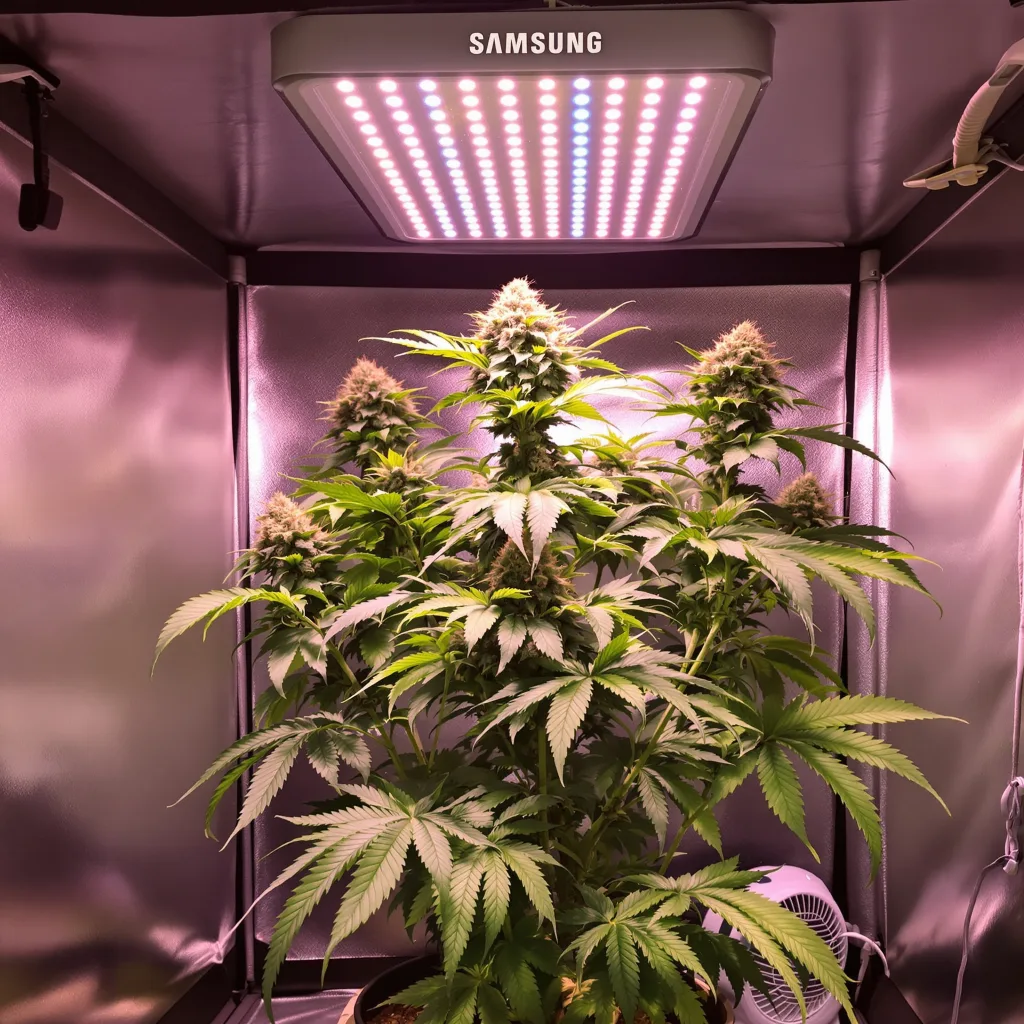 Dream Police 73% indica / 27% sativa flower with visible trichomes
