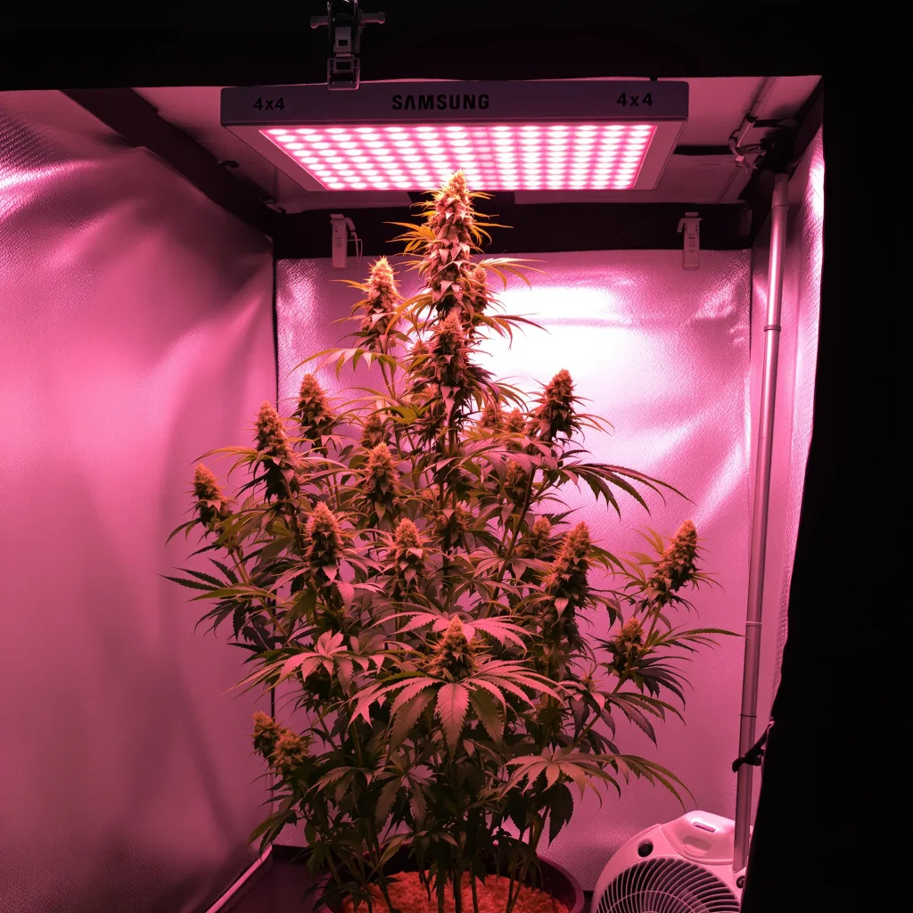 Dutch Hawaiian 12% indica / 88% sativa flower with visible trichomes