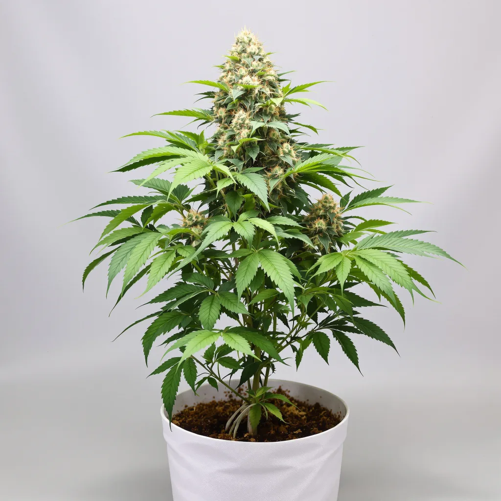 Dutch Kush cannabis bud close-up showing dense purple-tinged calyxes