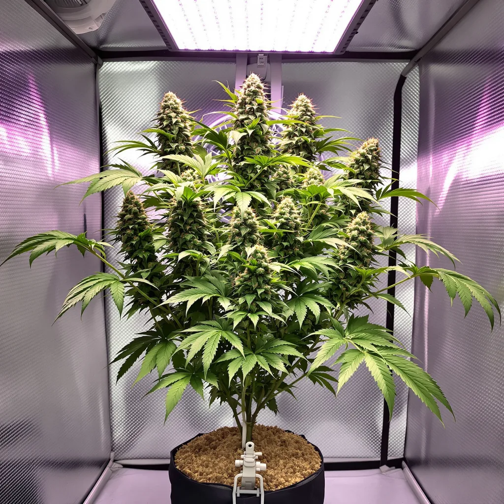 Dutch Treat 68% indica / 32% sativa flower with visible trichomes
