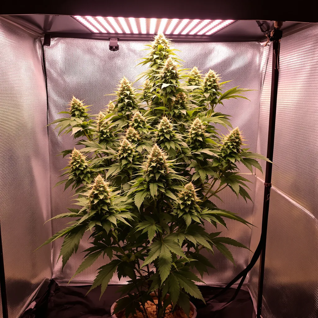 G.O.A.T Mixpack 45% indica / 55% sativa flower with visible trichomes